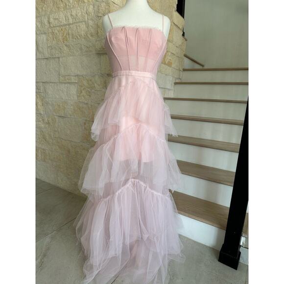 BCBGMAXAZRIA Corset Tulle Gown in Pink Tint  US 4 - Picture 4 of 11